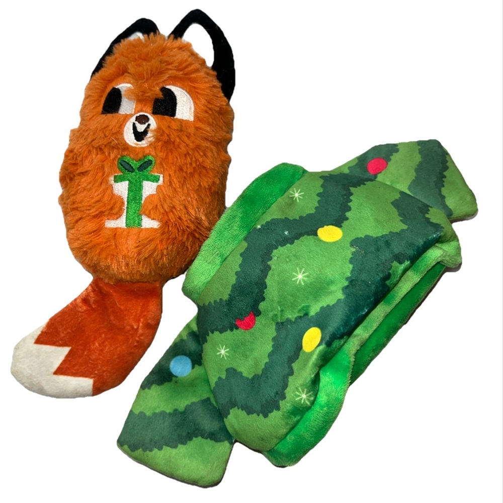 NEW Bark Box Festive Felix FOX In Shirt Hide A Treat Trap Dog Toys, L XL crinkle